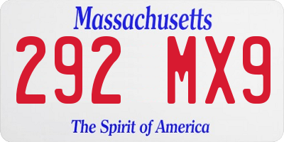 MA license plate 292MX9