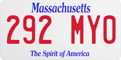 MA license plate 292MY0