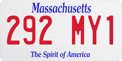 MA license plate 292MY1