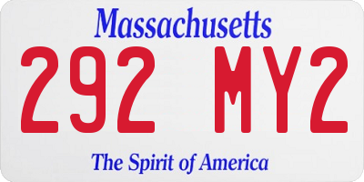 MA license plate 292MY2