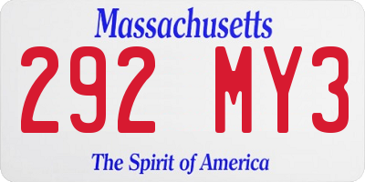 MA license plate 292MY3