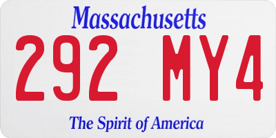 MA license plate 292MY4