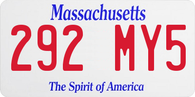 MA license plate 292MY5
