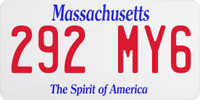 MA license plate 292MY6