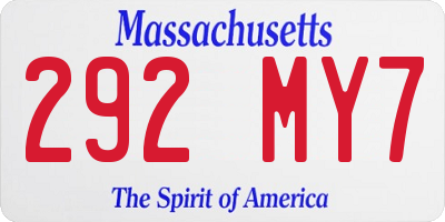 MA license plate 292MY7