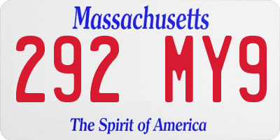 MA license plate 292MY9