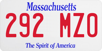 MA license plate 292MZ0
