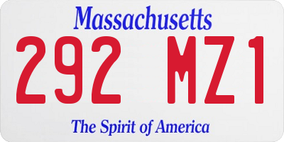 MA license plate 292MZ1