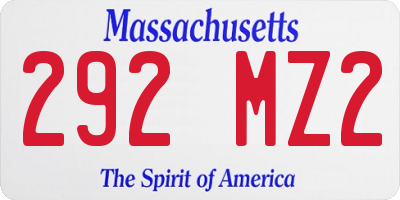 MA license plate 292MZ2