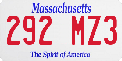 MA license plate 292MZ3