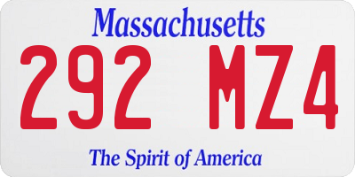 MA license plate 292MZ4