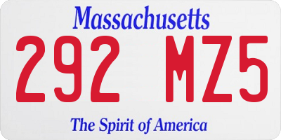 MA license plate 292MZ5