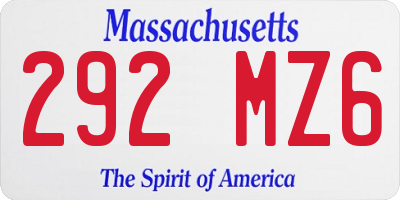 MA license plate 292MZ6