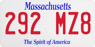 MA license plate 292MZ8