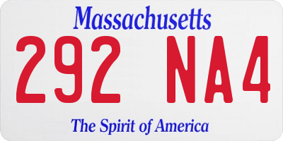 MA license plate 292NA4