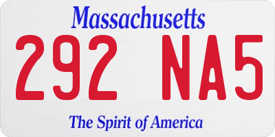 MA license plate 292NA5