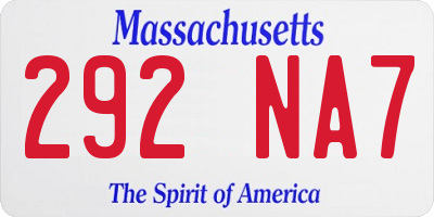 MA license plate 292NA7
