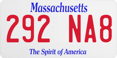 MA license plate 292NA8