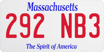 MA license plate 292NB3