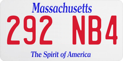 MA license plate 292NB4