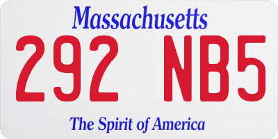MA license plate 292NB5