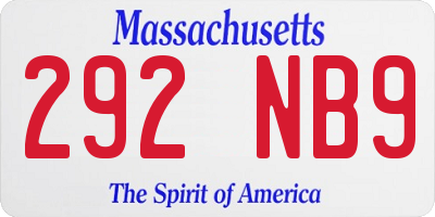 MA license plate 292NB9