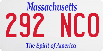MA license plate 292NC0
