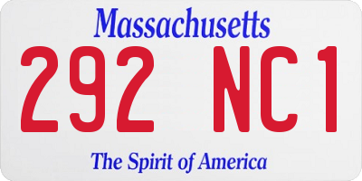 MA license plate 292NC1
