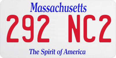 MA license plate 292NC2