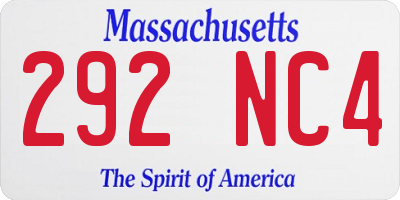 MA license plate 292NC4