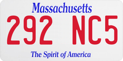 MA license plate 292NC5