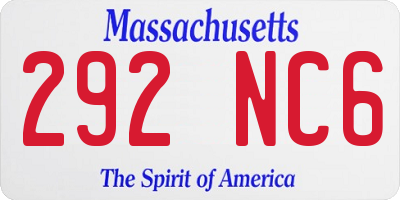 MA license plate 292NC6