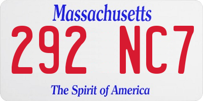 MA license plate 292NC7