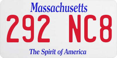 MA license plate 292NC8