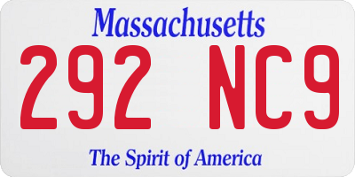 MA license plate 292NC9