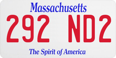 MA license plate 292ND2