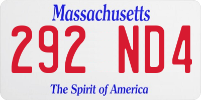 MA license plate 292ND4