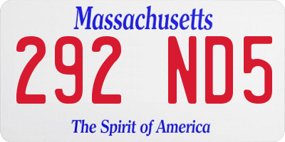 MA license plate 292ND5