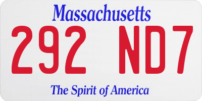 MA license plate 292ND7