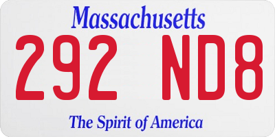 MA license plate 292ND8