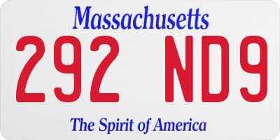 MA license plate 292ND9