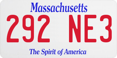 MA license plate 292NE3