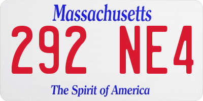 MA license plate 292NE4