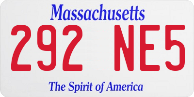MA license plate 292NE5