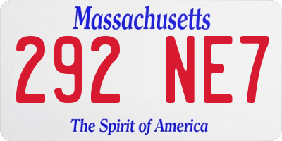 MA license plate 292NE7