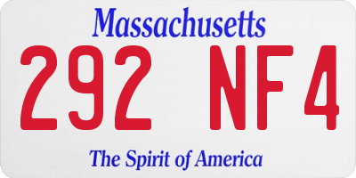 MA license plate 292NF4