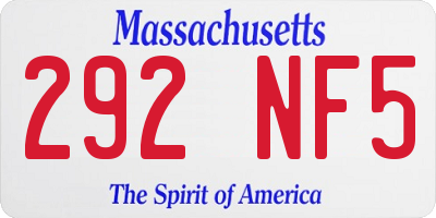 MA license plate 292NF5