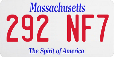 MA license plate 292NF7