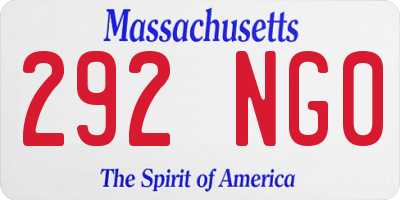 MA license plate 292NG0