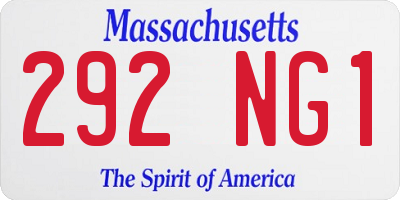 MA license plate 292NG1